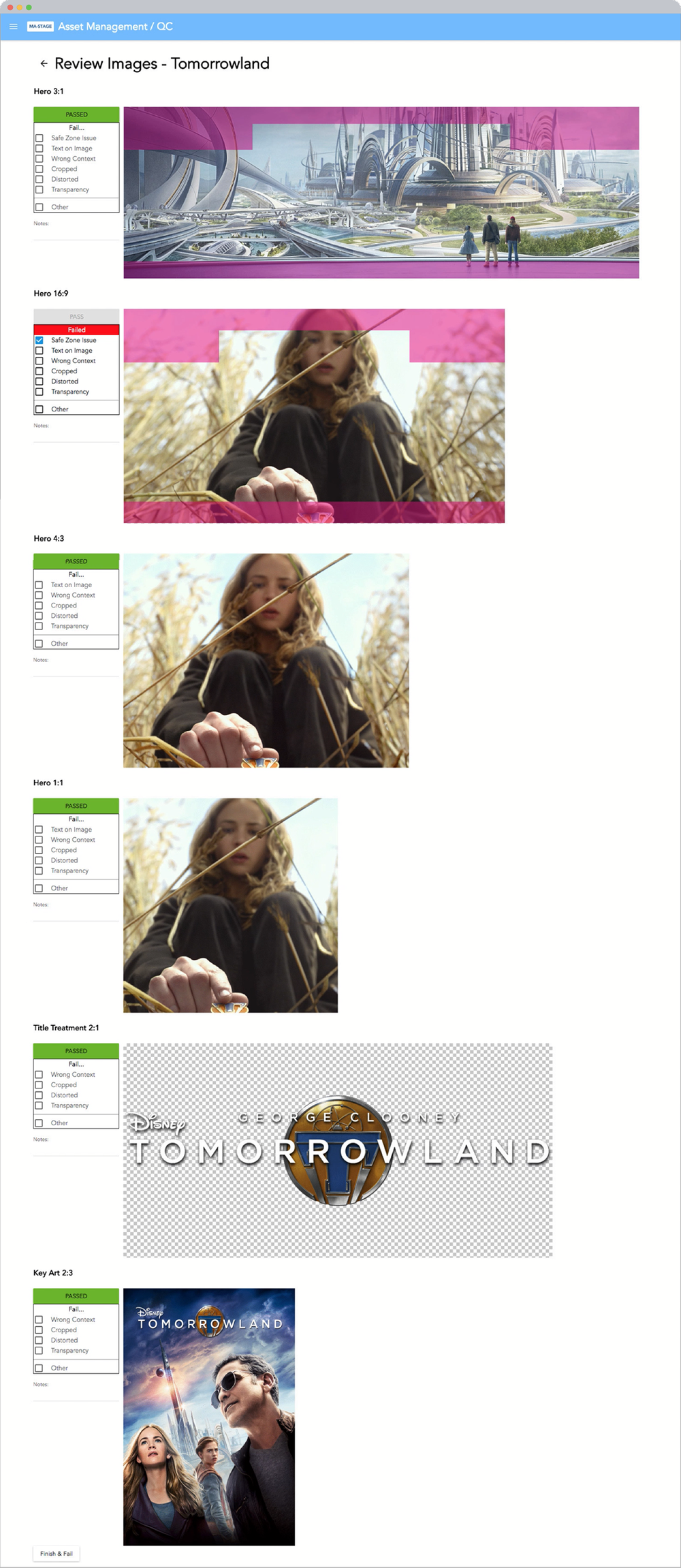 Aspect ratio visual check panel