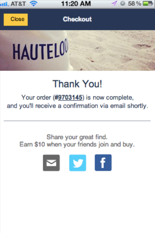 New iPhone checkout screen