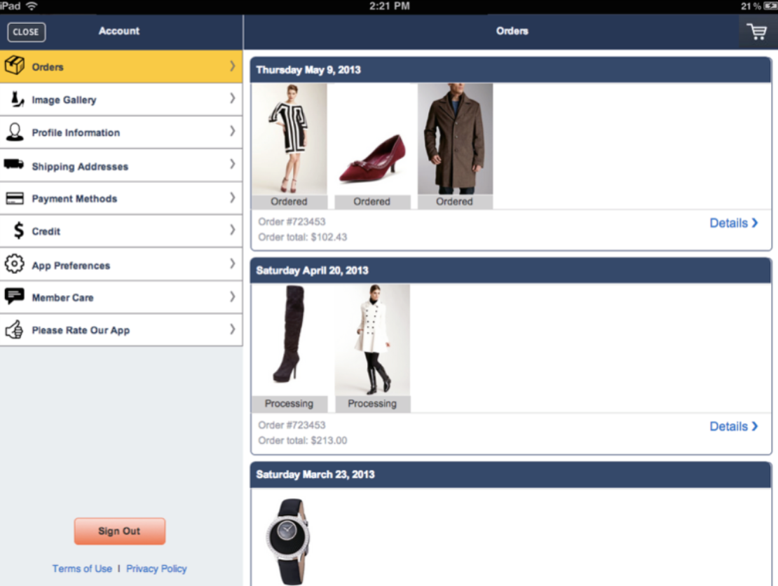 New iPad orders screen