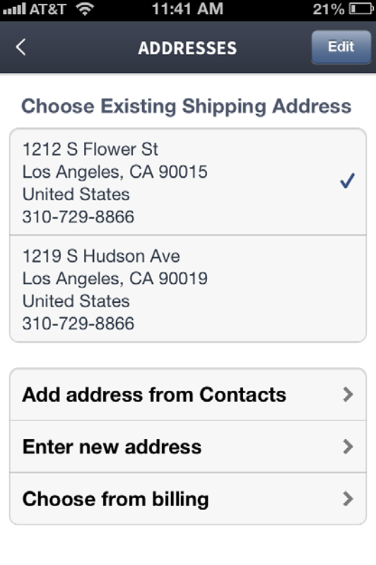 Old iPhone checkout screen